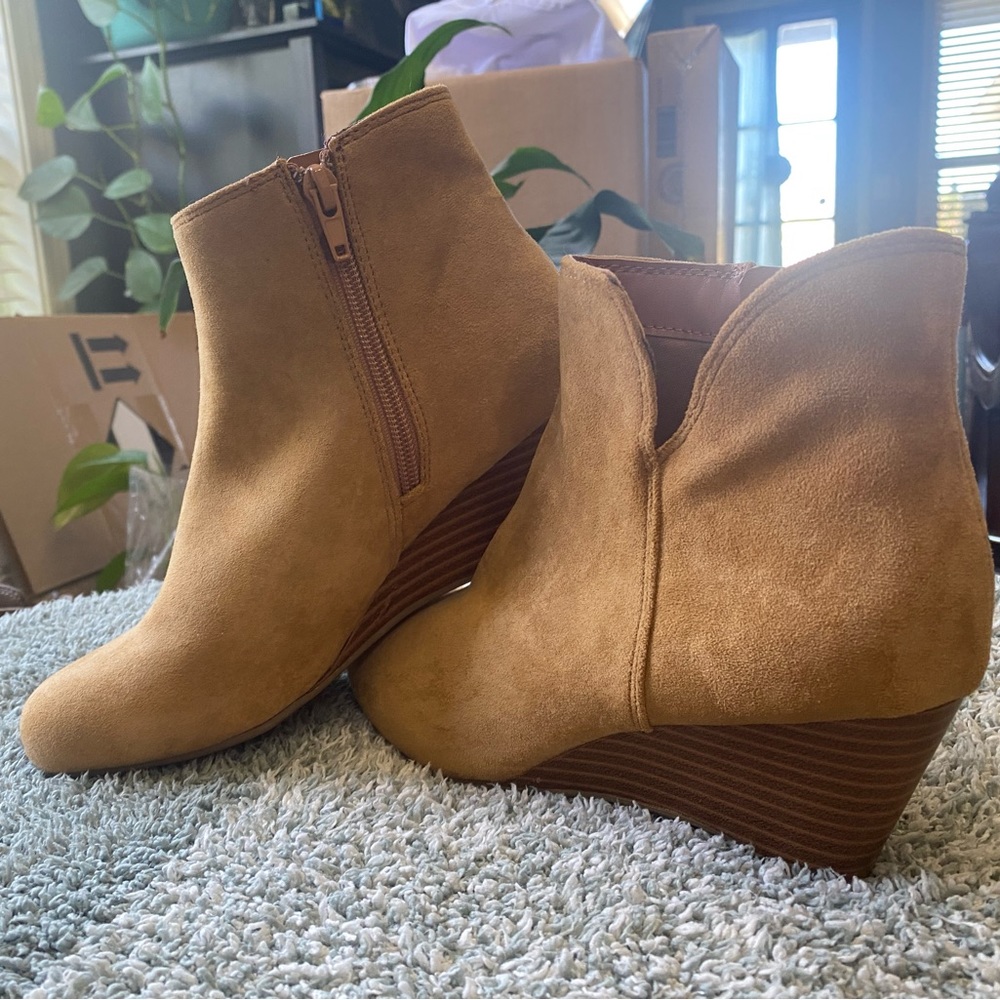 Tan Zipper Ankle Boots
